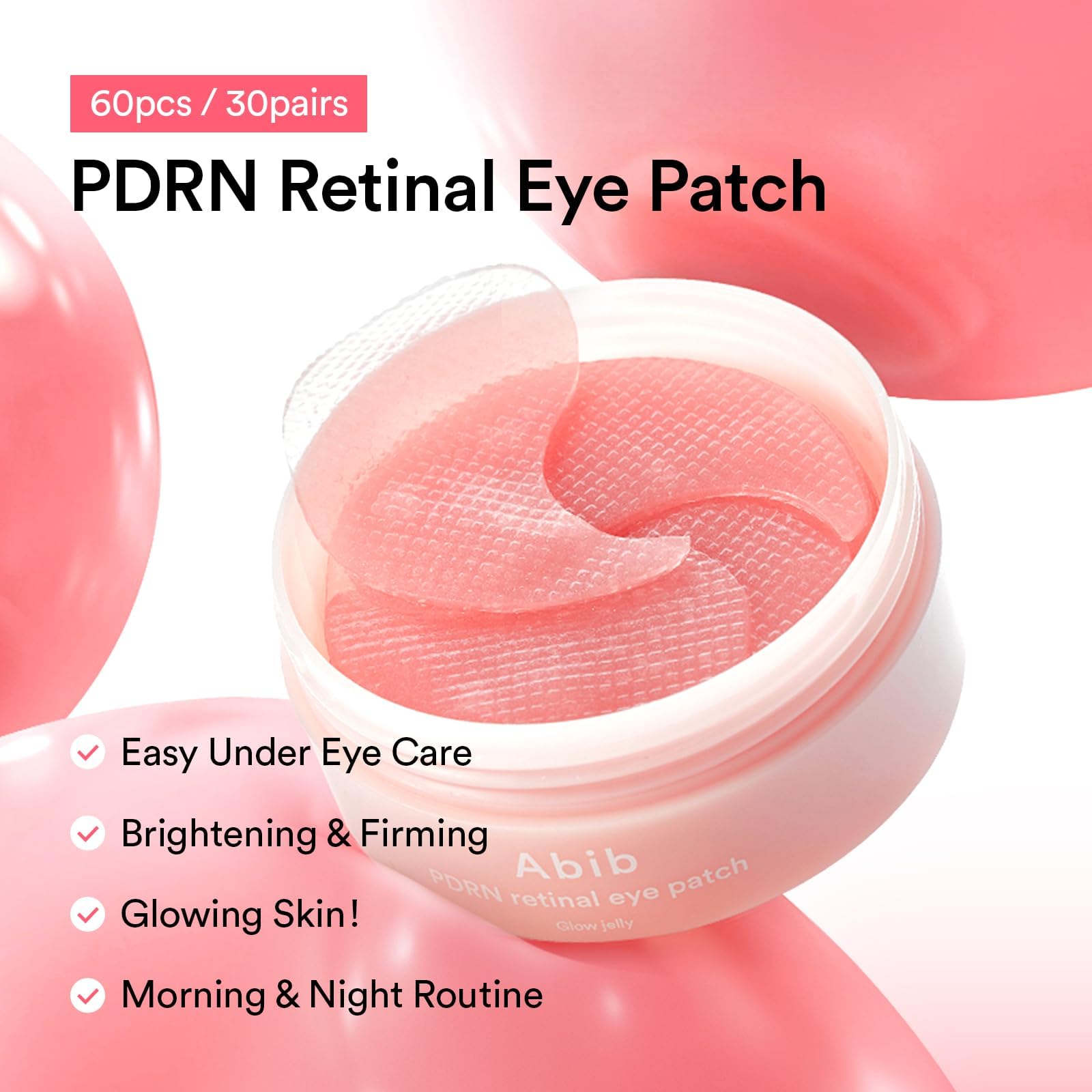 Abib PDRN retinal eye patch under-eye on model shows brighter, soothed eyes.