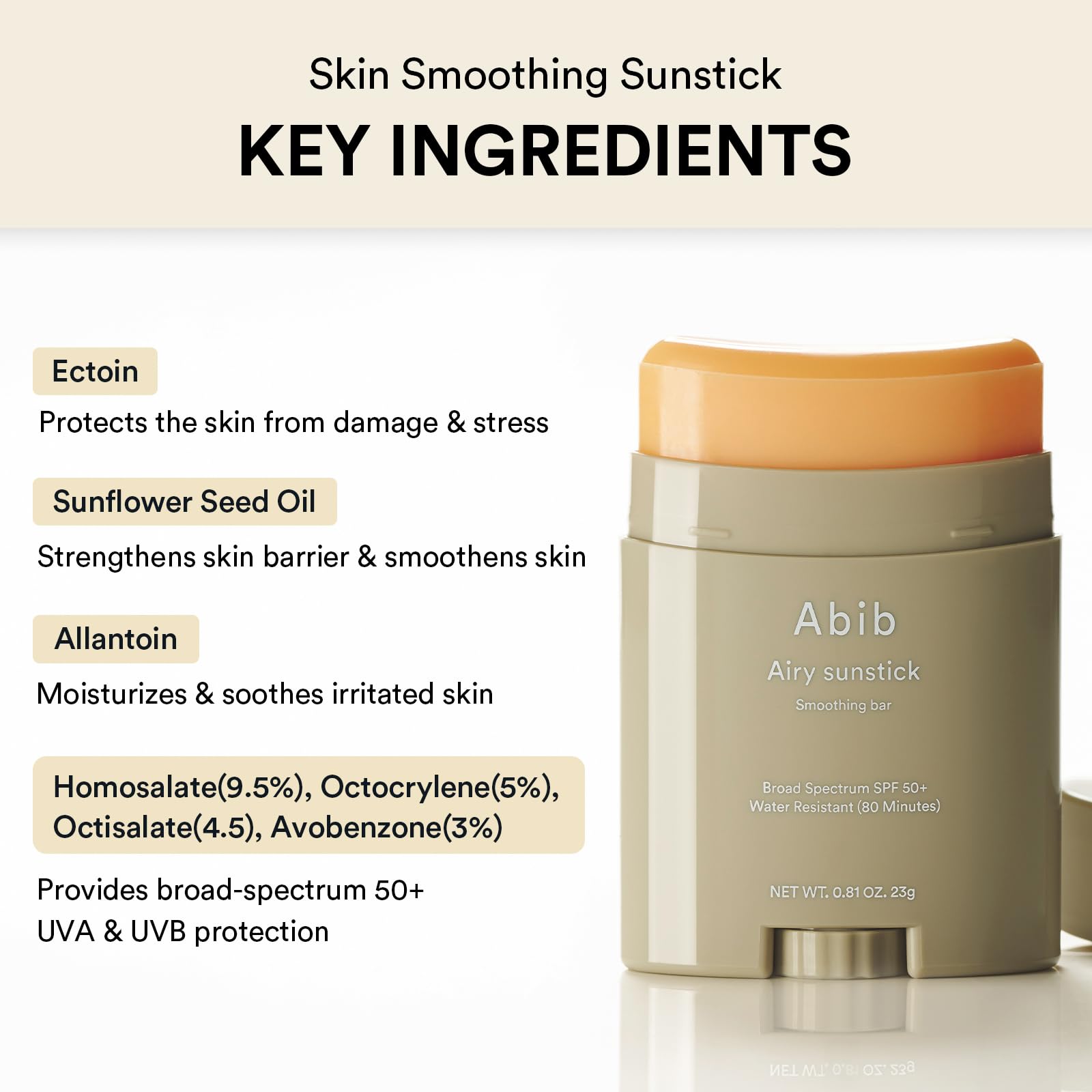 Abib Airy Quick Sunstick hands-free design enables mess-free reapplication.