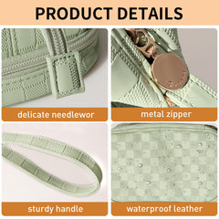 Abiudeng travel dopp kit waterproof design helps protect valuables during toiletries and water splashes.