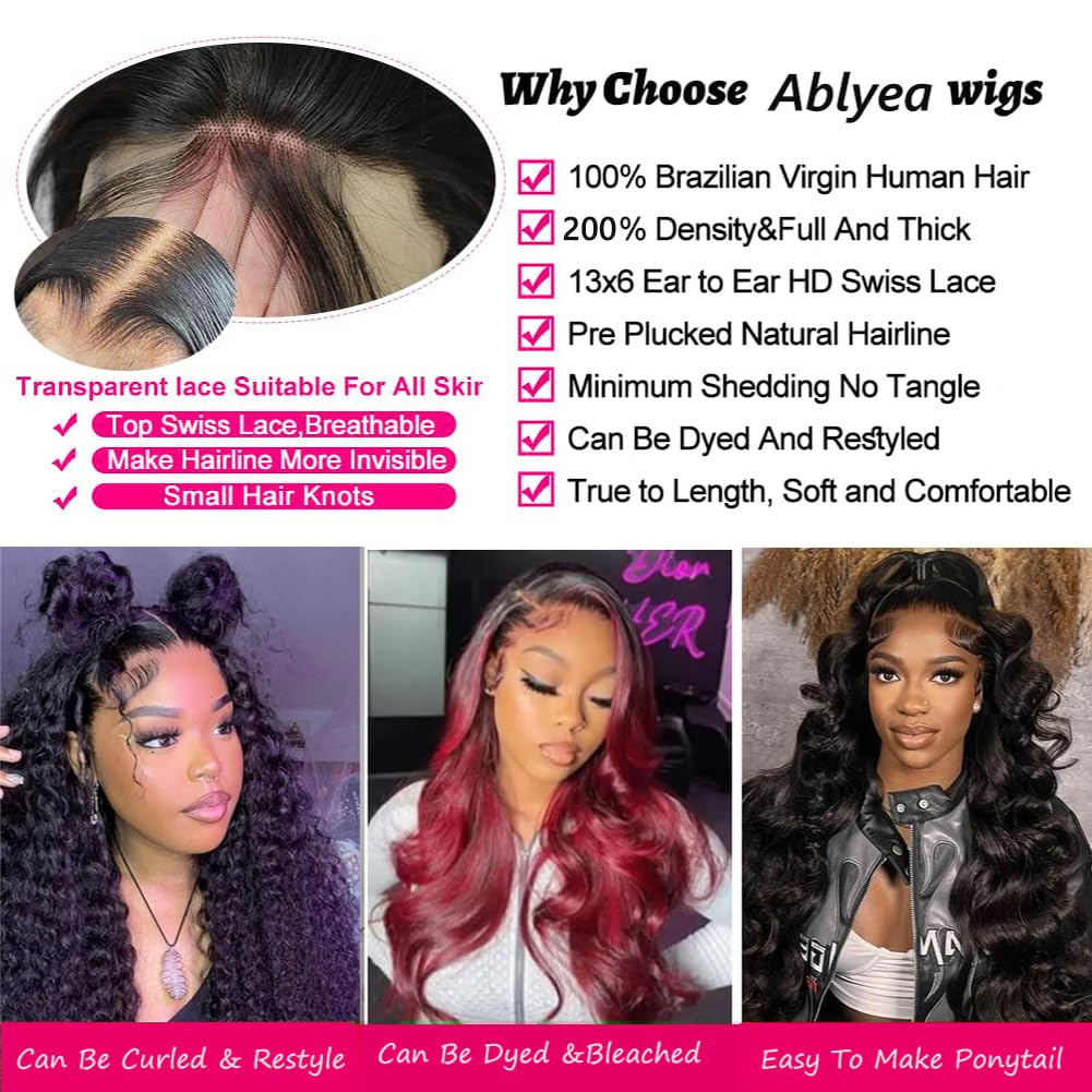 Ablyea 13x6 wig natural hairline with baby hairs for realistic appearance