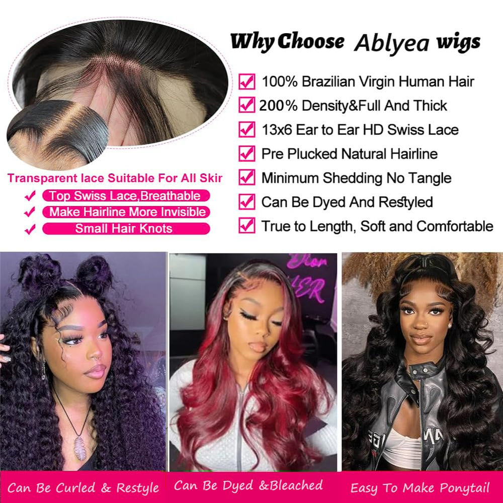 Ablyea 13x6 wig natural hairline with baby hairs for realistic appearance
