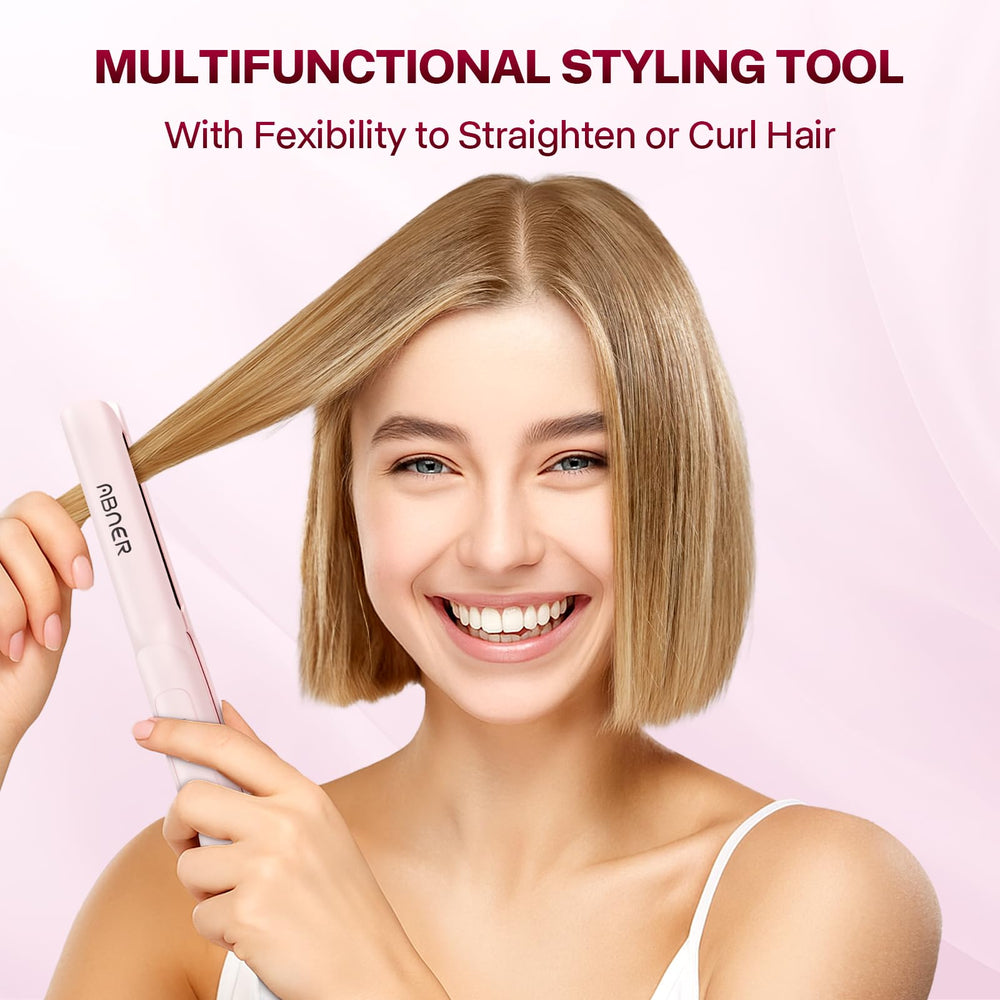 ABNER Mini Flat Iron with 3D ceramic plates for even heat.