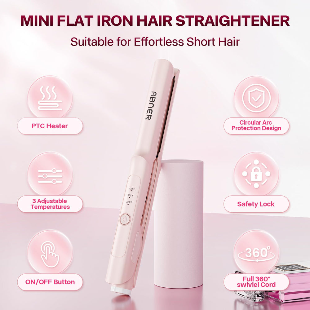 ABNER Mini Flat Iron perfect for short bob styling and smooth hair.