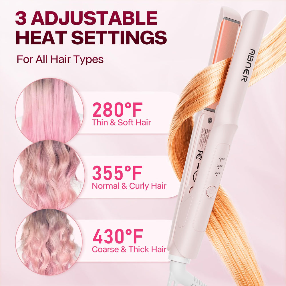 ABNER Mini Flat Iron features dual voltage for worldwide styling.