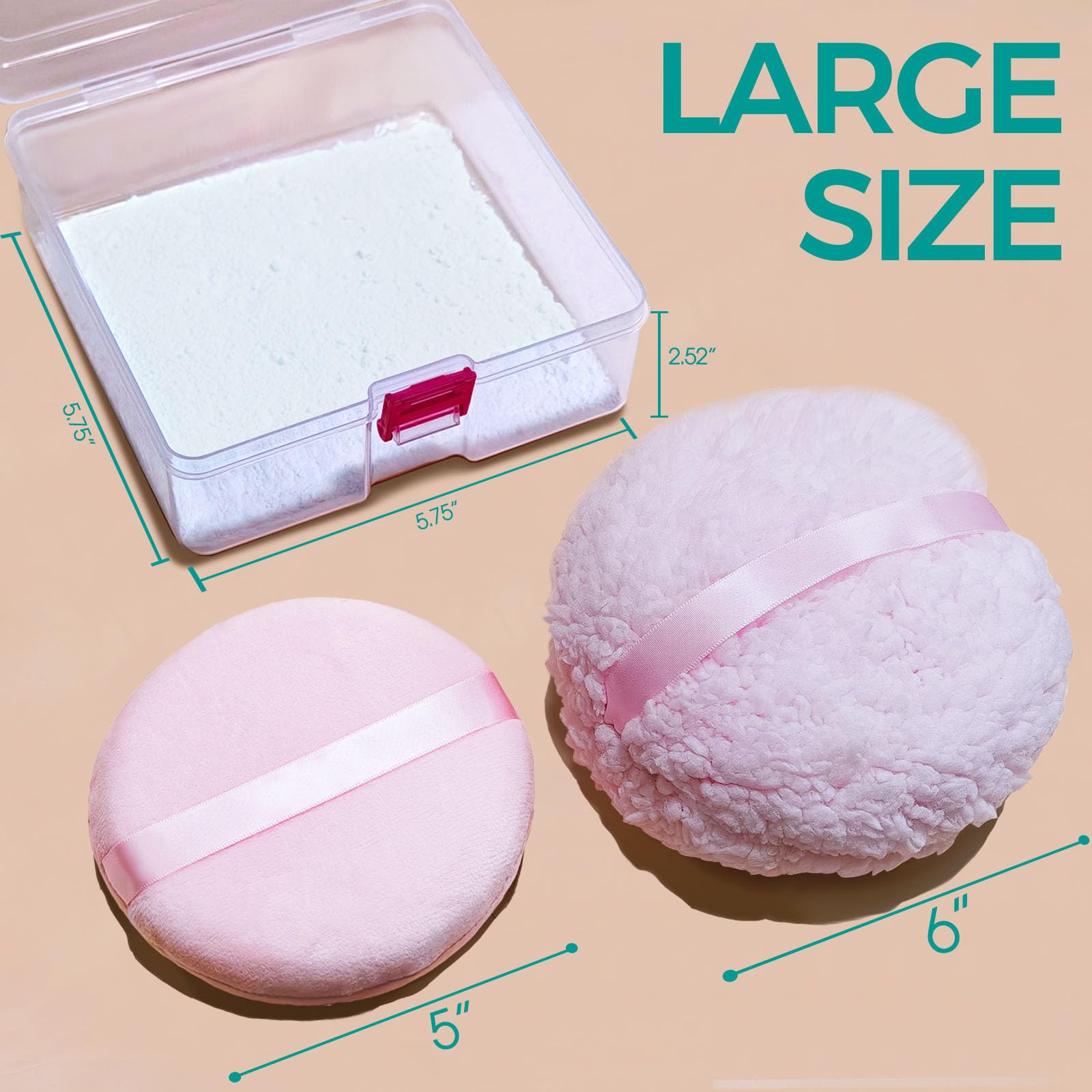 ABOLINE 5-inch powder puff with velour exterior for precise dusting