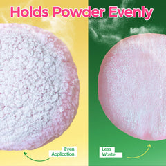 ABOLINE powder puff container keeps powder fresh and puffs clean