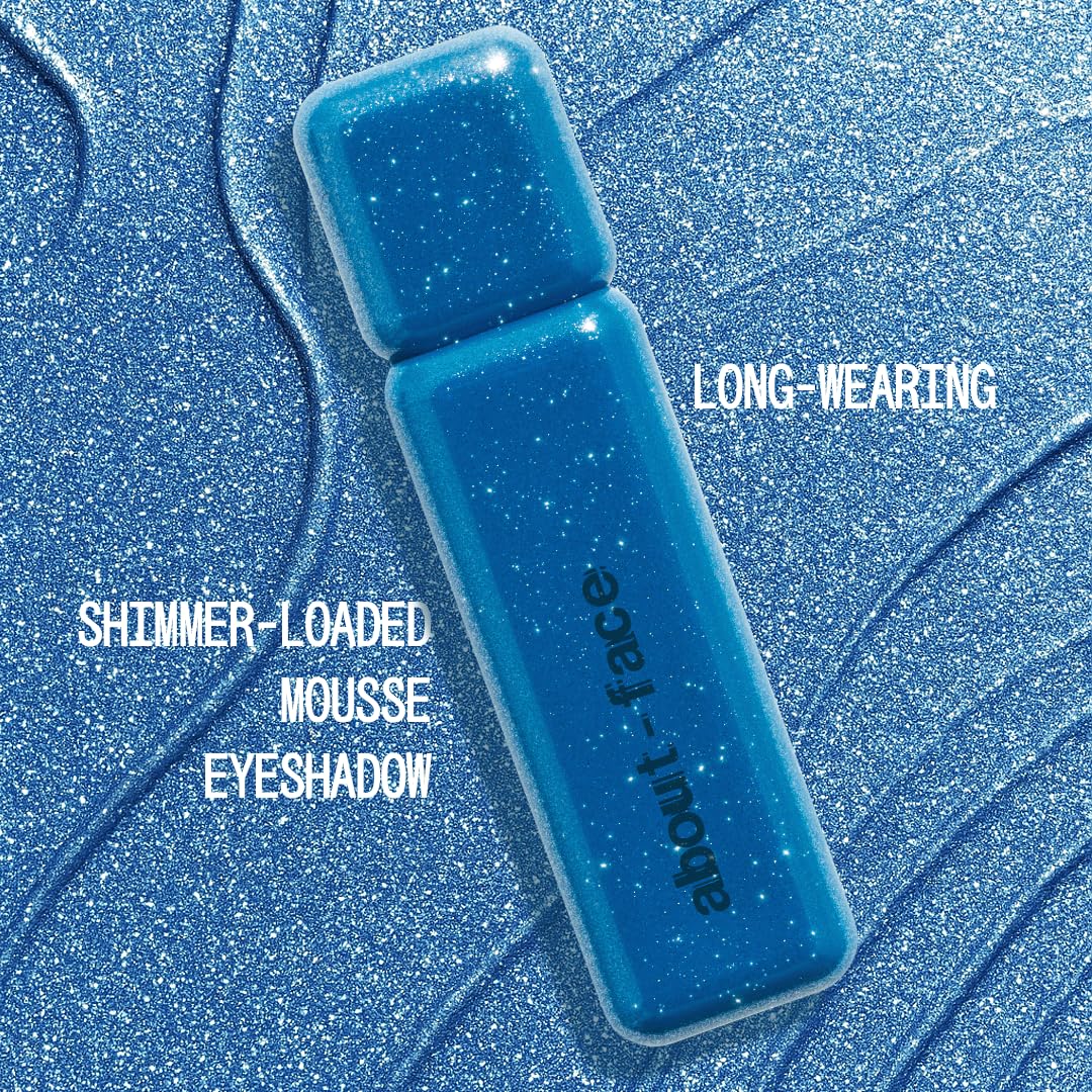 aboutface fractal glitter eye paint sapphire liquid closeup shows long-lasting colour
