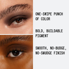 About Face Matte Fluid Eye Paint chocolate brown applied to eyelid for smooth blend