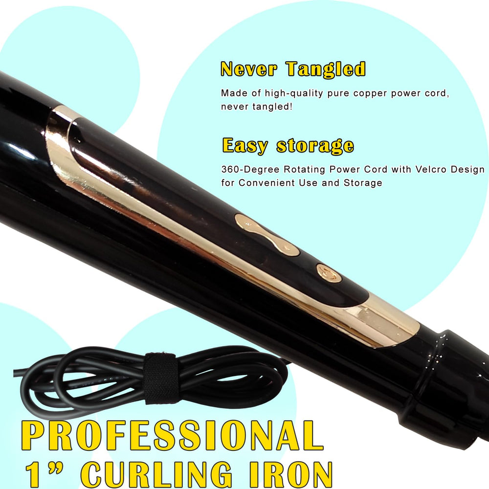 abp curling iron includes heat-resistant glove for safe styling.