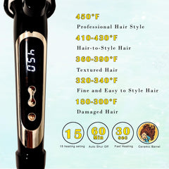 ABP curling iron LCD display for precise temperature control