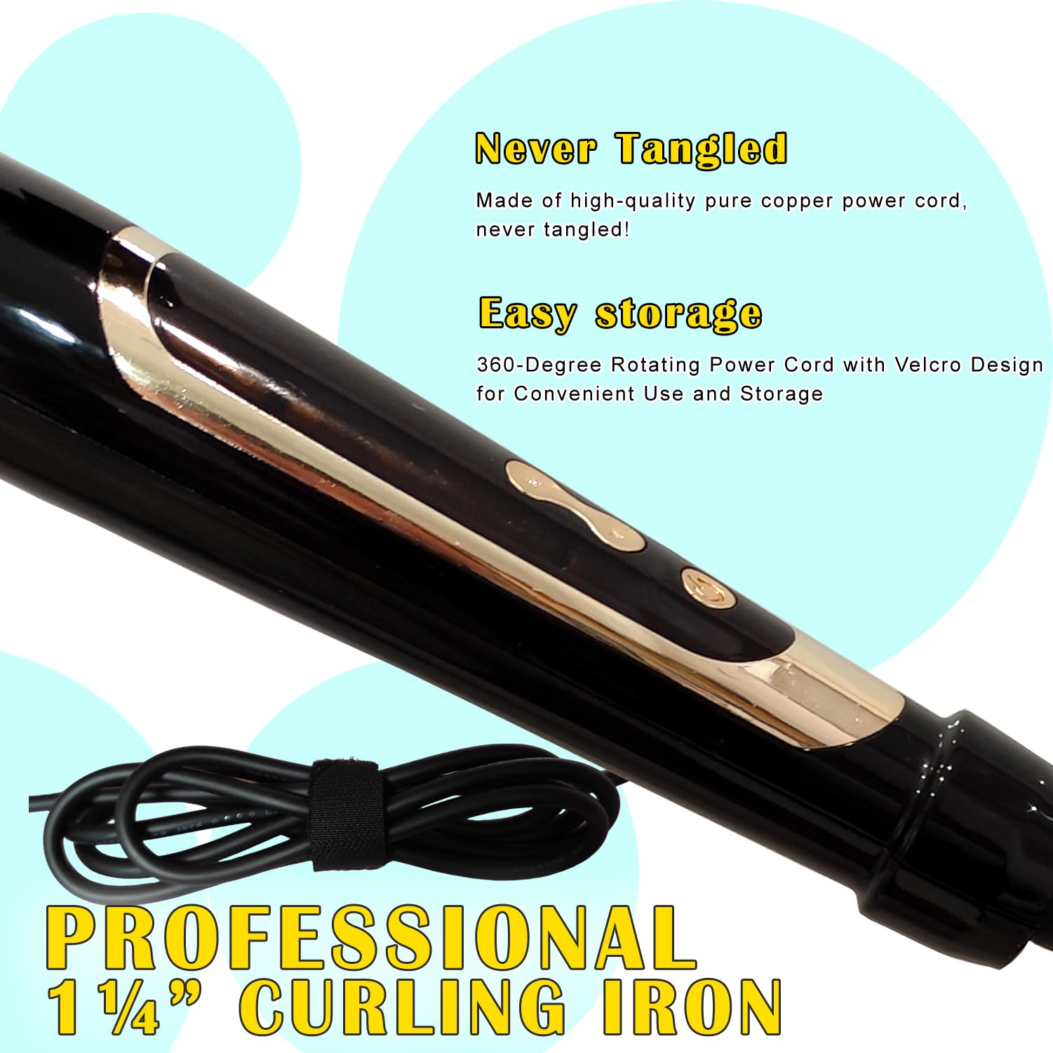 ABP curling iron used on long hair to create defined curls or waves