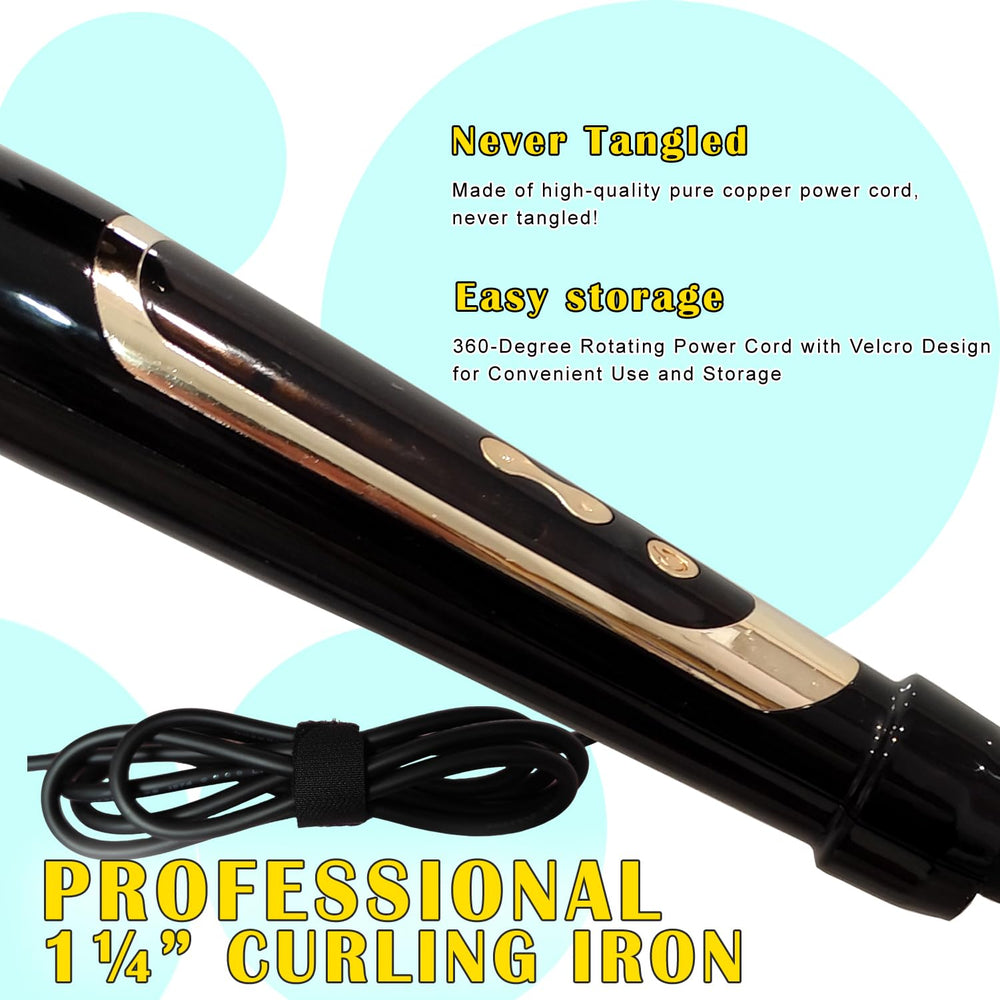 ABP curling iron used on long hair to create defined curls or waves
