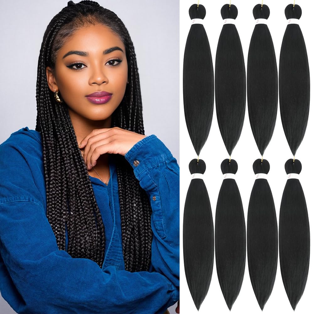 Abrastin pre-stretched 20 inch eight-pack for box braids ready-to-use