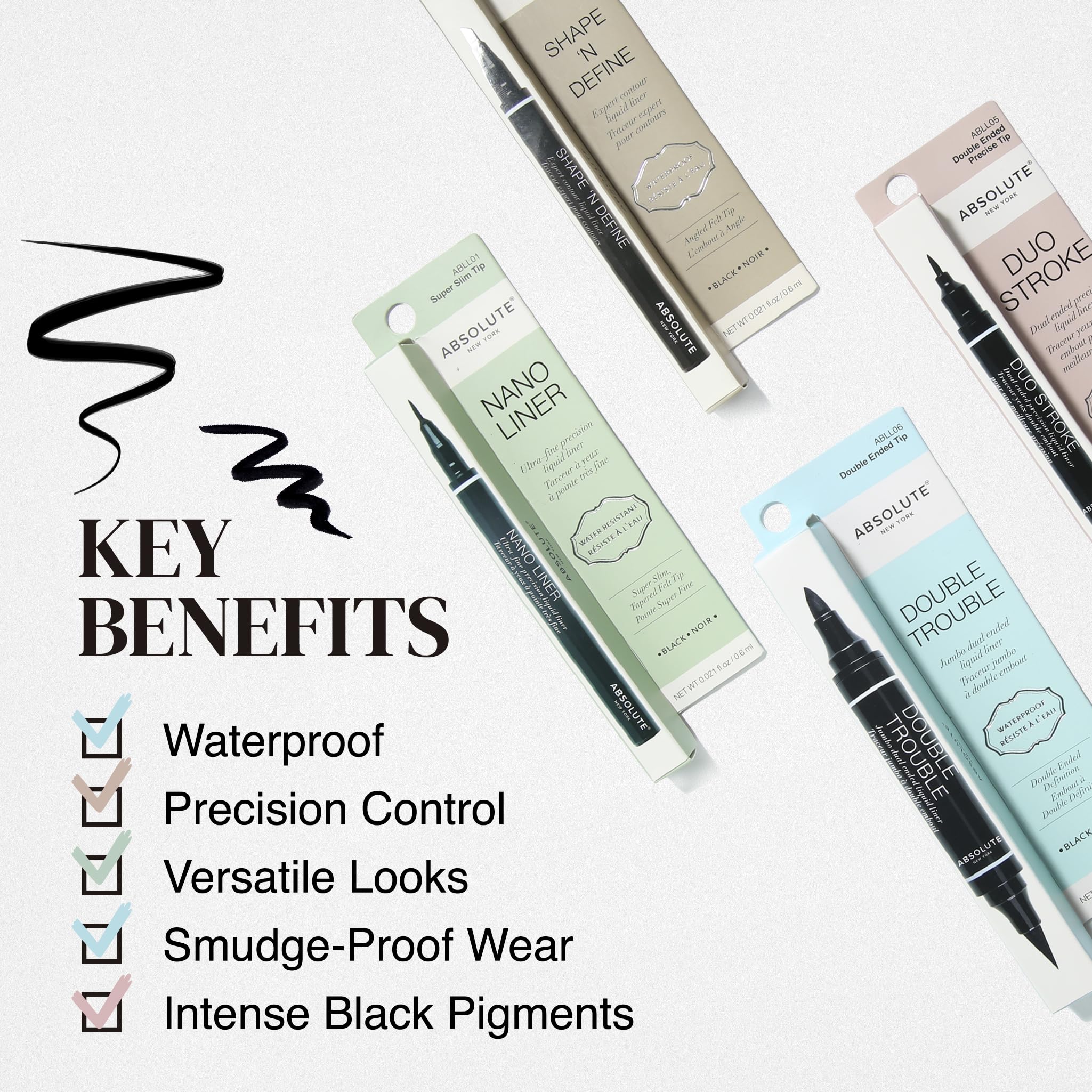 Absolute New York Double Trouble Liner feathered stroke along lash line for soft definition.