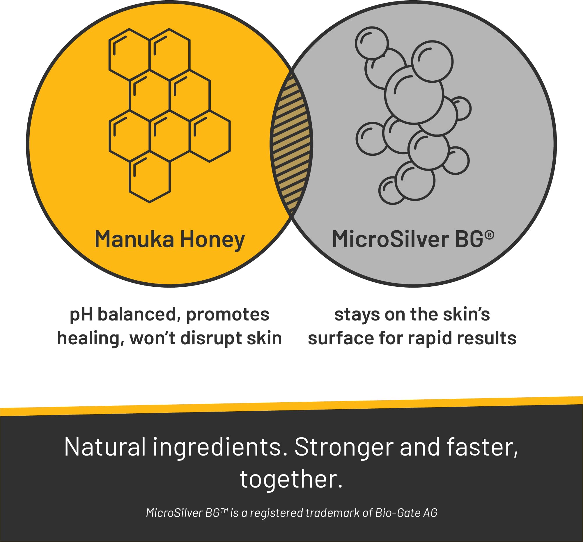 Absorbine Silver Honey Rapid Shampoo ingredients microsilver-bg closeup—antimicrobial support for healthy skin.