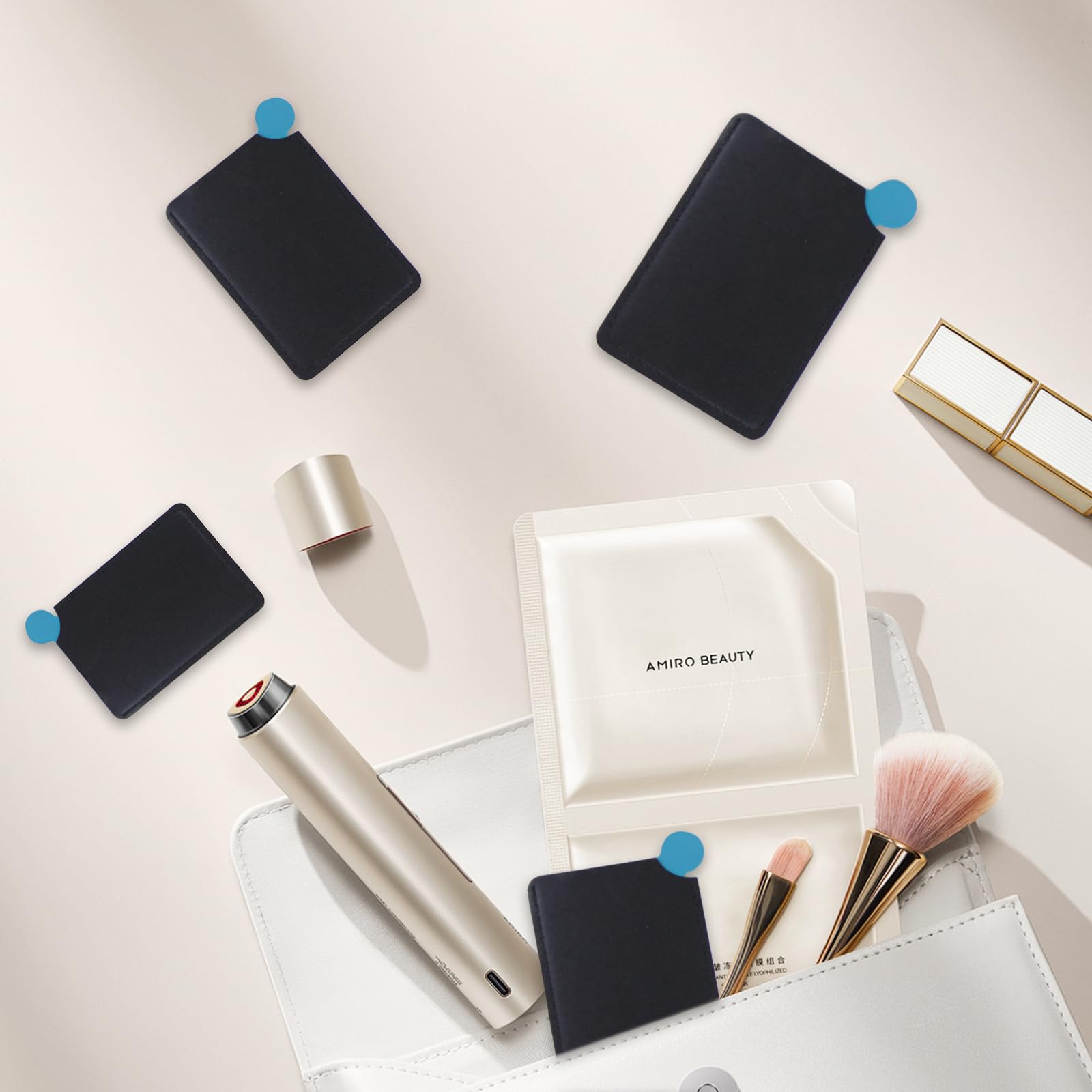 Espejo Abvsdu rectangular portátil, diseño compacto para billetera y bolso.
