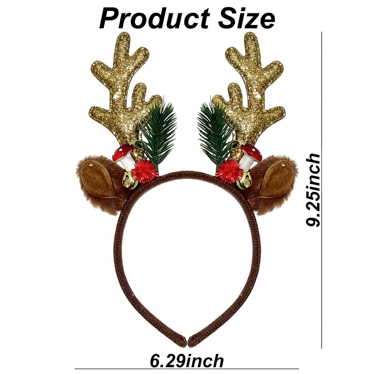 Abxqa headband with bells and foliage for playful holiday vibe.