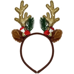 Abxqa Christmas headband with glitter reindeer antlers adds festive sparkle for parties.