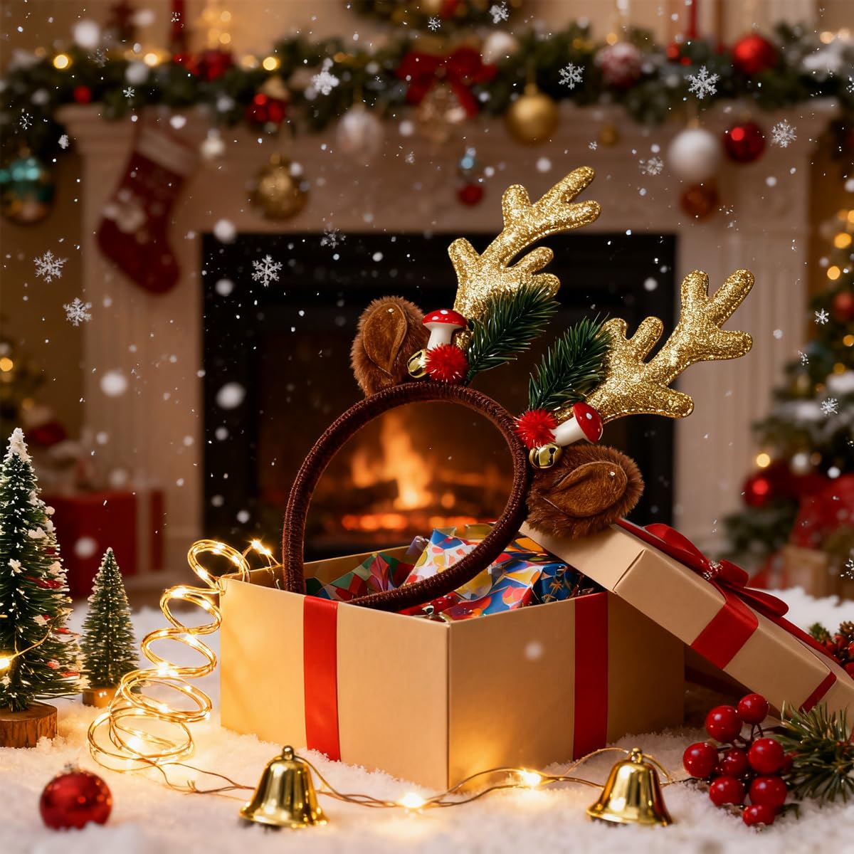 Abxqa headband enhances holiday photo setups with festive character.