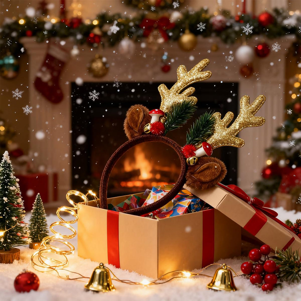 Abxqa headband enhances holiday photo setups with festive character.