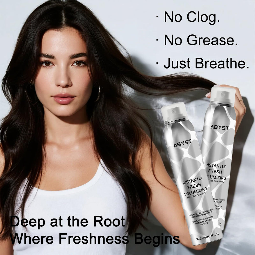 ABYST Dry Shampoo Spray comes in a travel-friendly 5oz bottle for bags and trips.