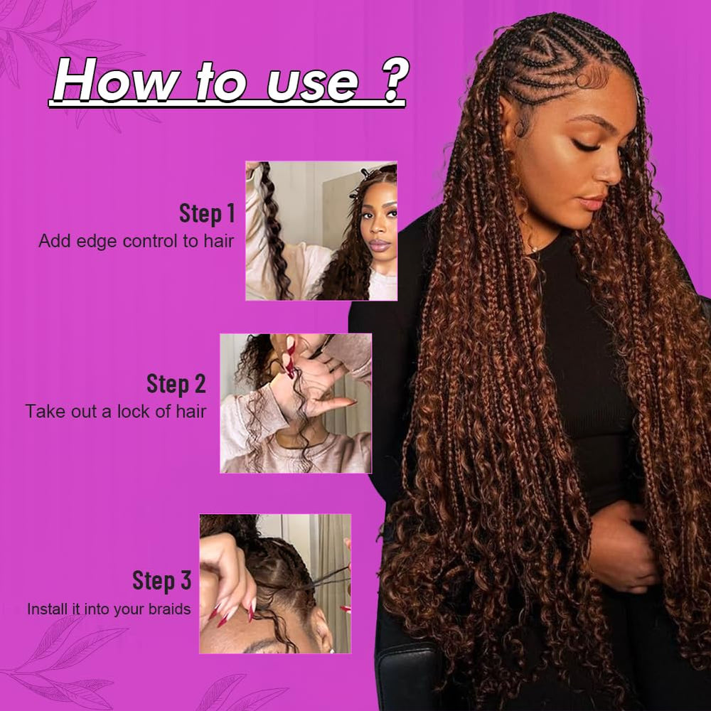 Acbhoa curly boho braiding hair box braid-ready for waves.