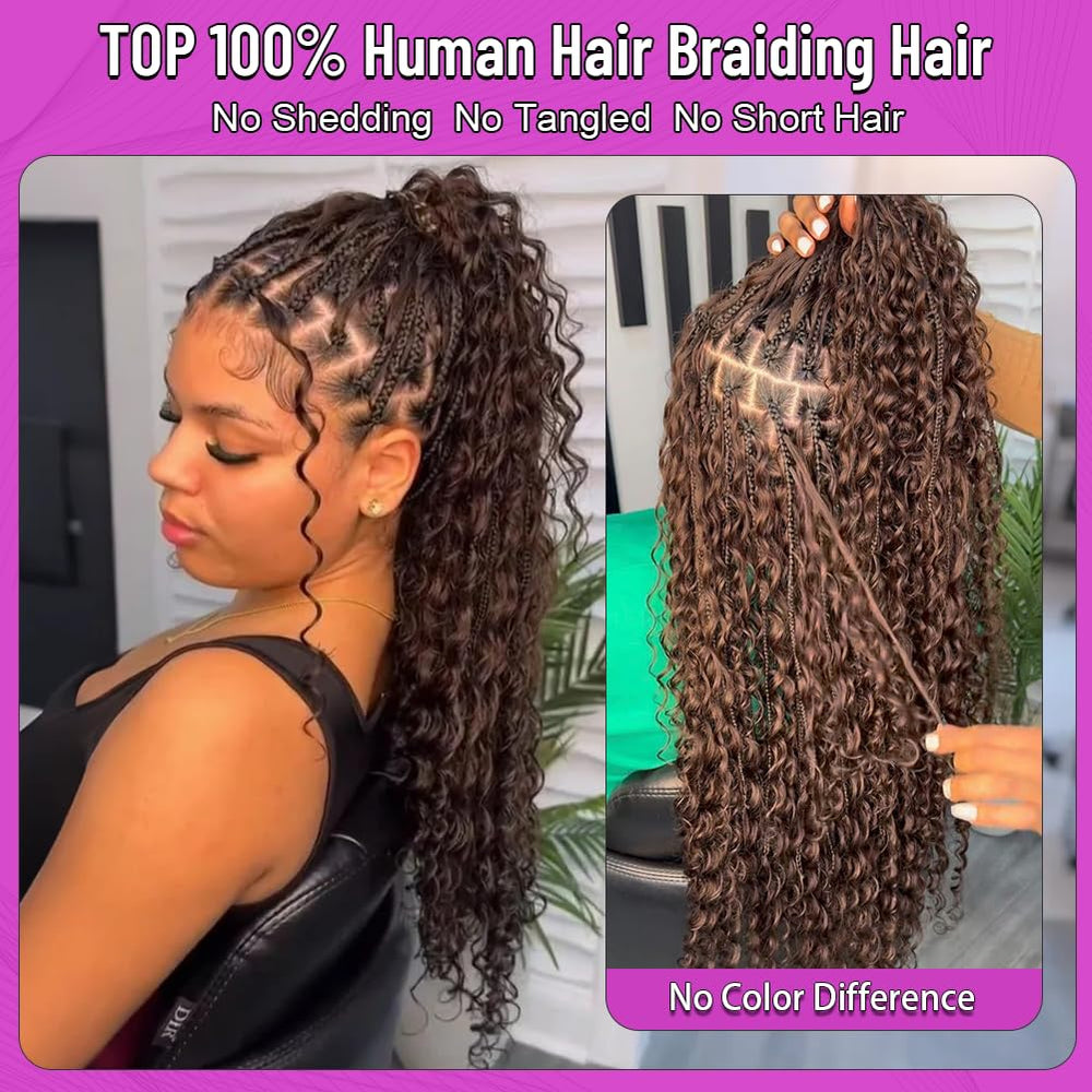 Acbhoa virgin human braiding hair bulk, 3 bundles, 120g each, dye-friendly.