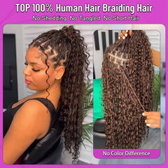 Acbhoa virgin human braiding hair bulk, 3 bundles, 120g each, dye-friendly.