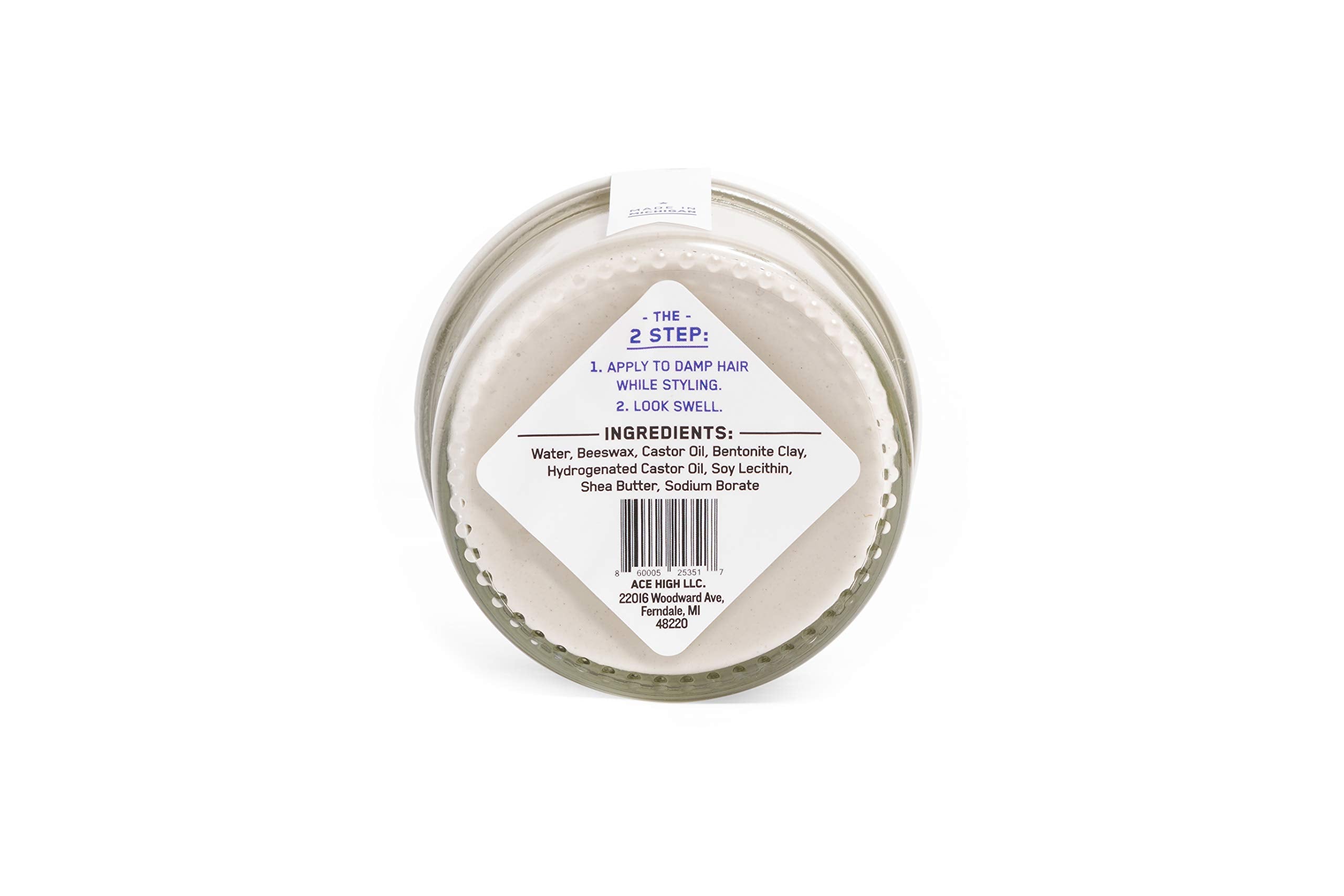 Ace High Hair Clay washes out clean due to water-based formula.