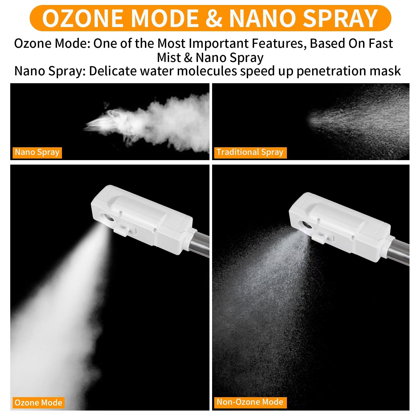 AceFox hot mist steam close-up emitting from the nozzle for skin hydration