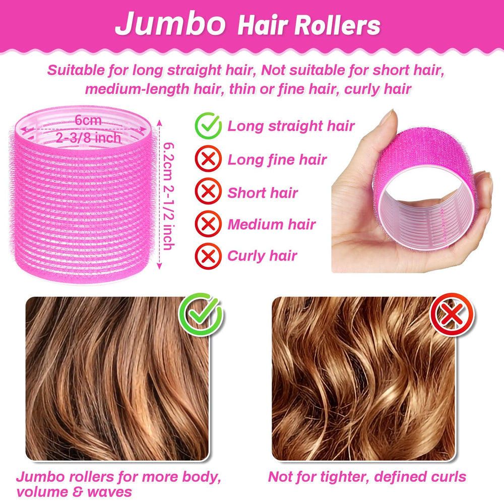 Acejoz jumbo hair roller 60mm rollers inside clips demonstrates secure styling on long hair