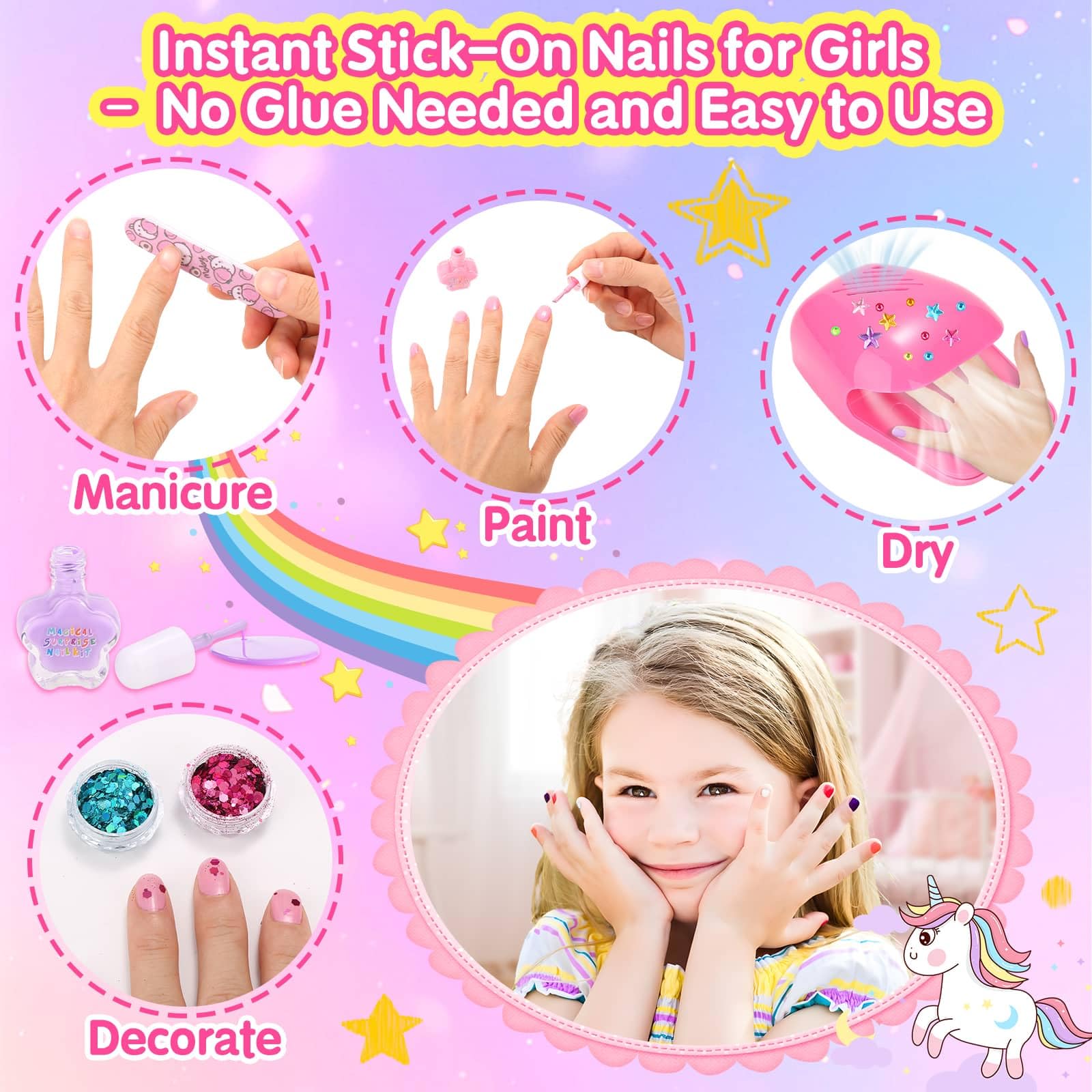 Acejoz press-on nails show cute patterns for creative play
