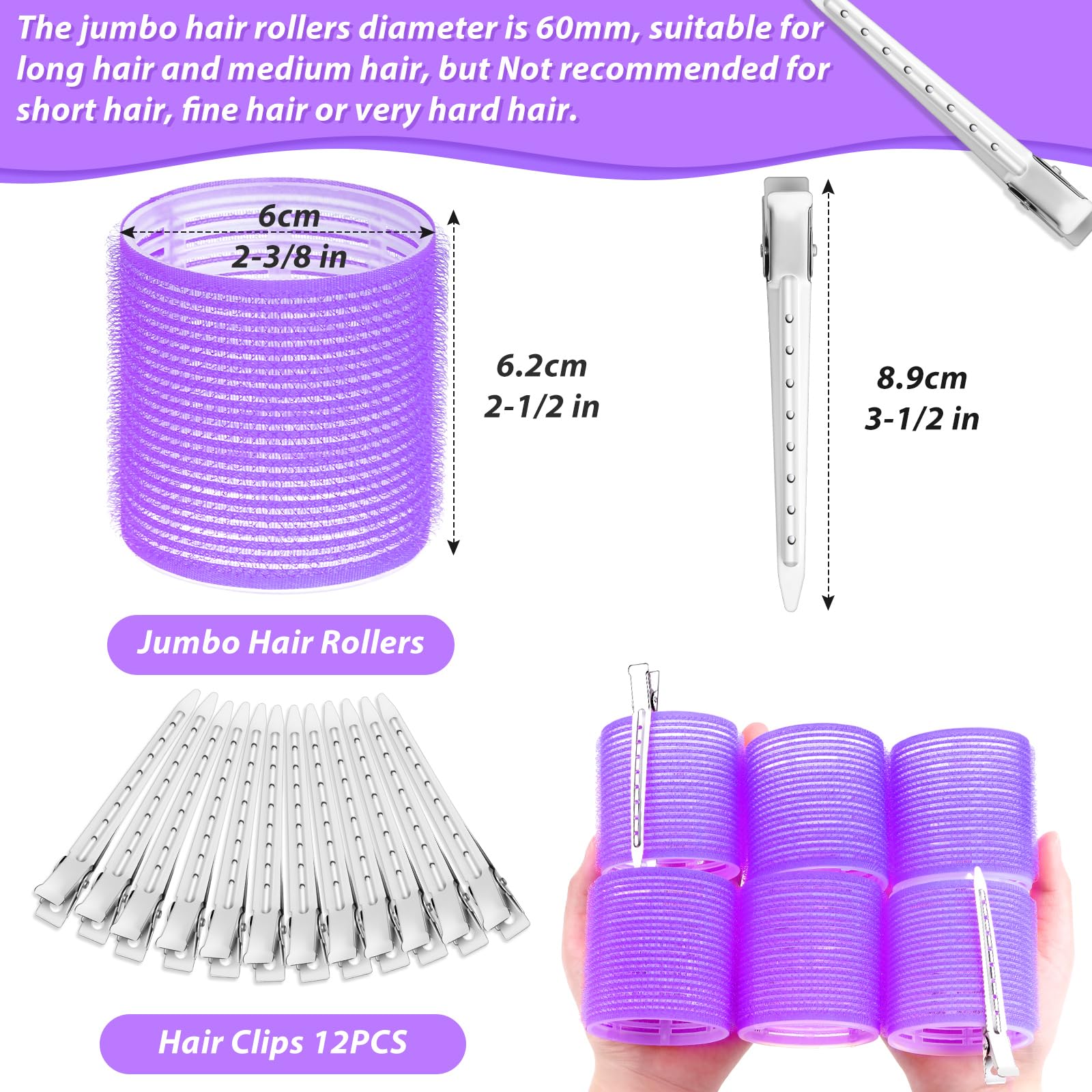 Acejoz self-grip roller closeup with duckbill clips ready for styling.