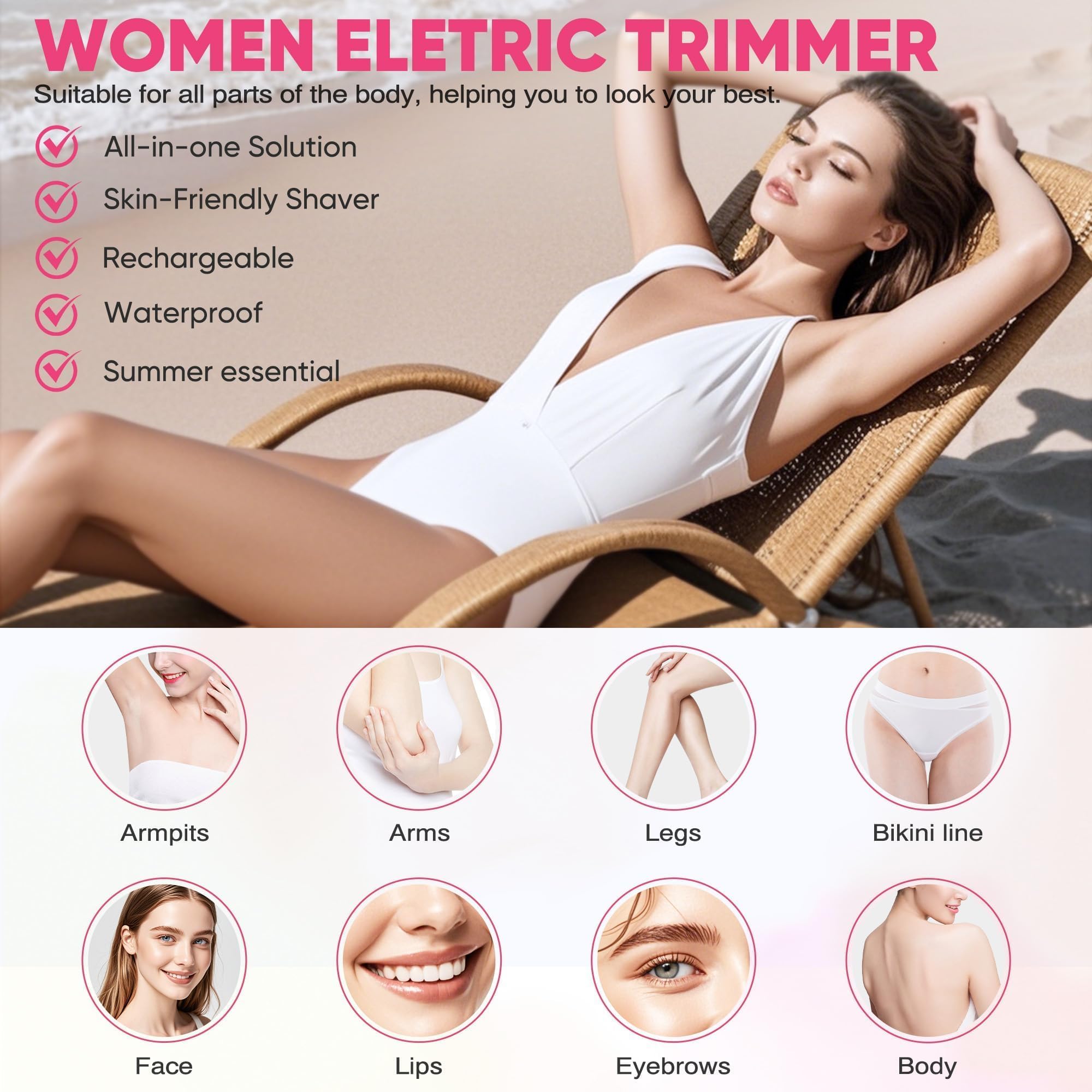 Acemend bikini trimmer with 0.3mm gold-plated guards for precise shaping.