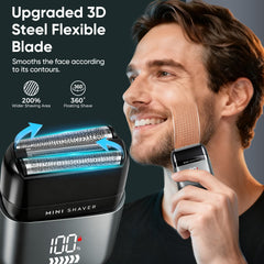 acemend electric foil shaver on the face showing precise edge control