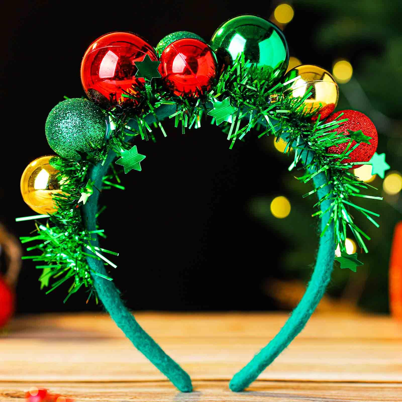 Acenail Christmas headband green disco ball front view adds festive sparkle for parties