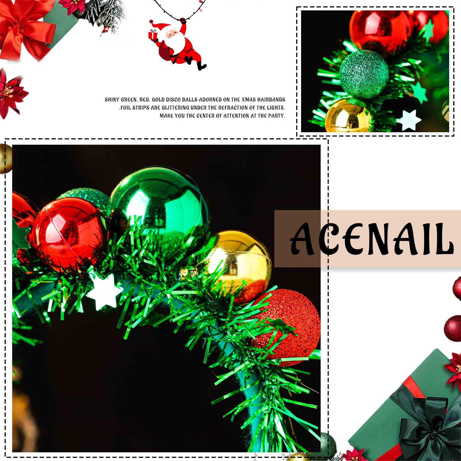 Acenail Christmas headband green foil strips glitter close-up catches light for standout holiday looks
