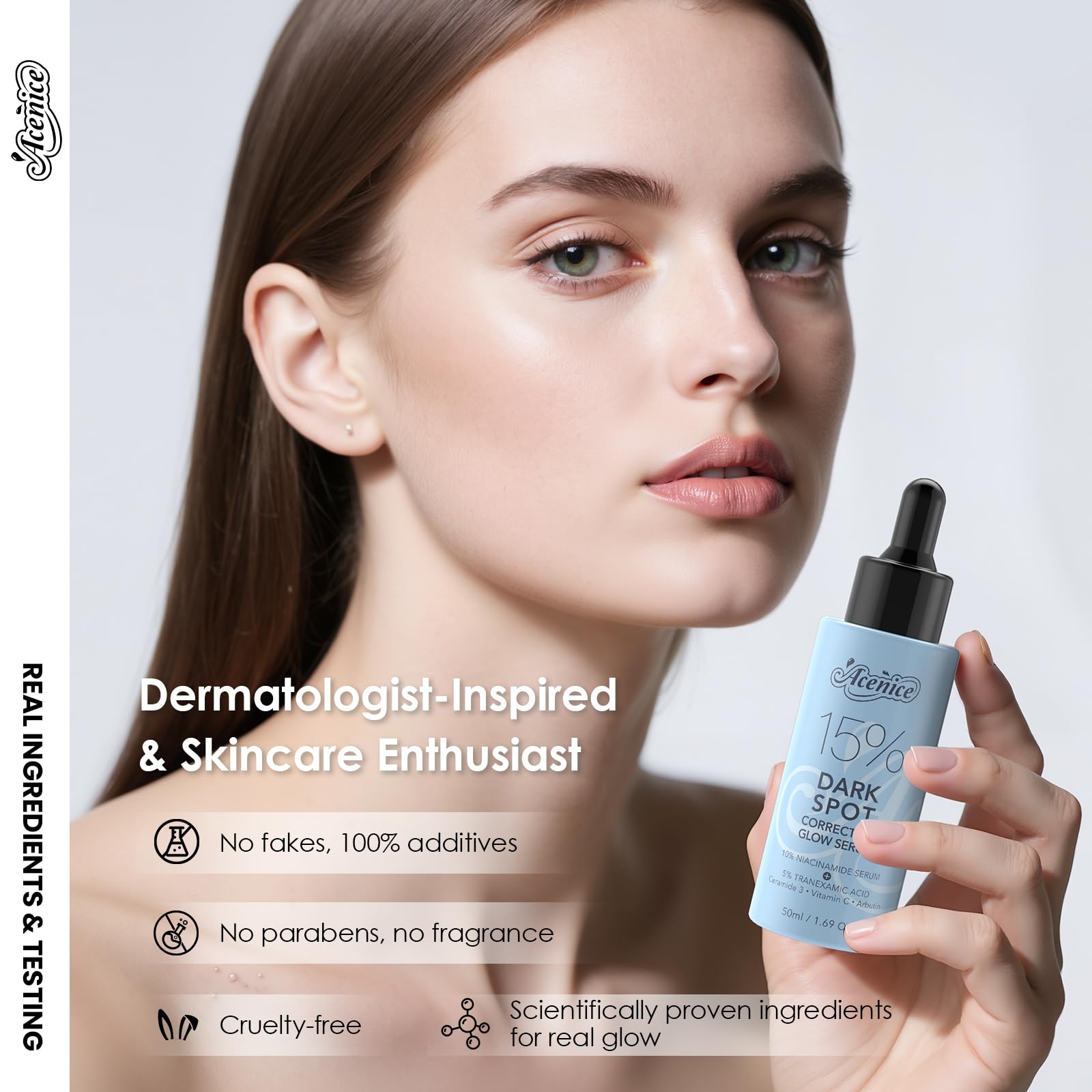 ACENICE TXA+Niacinamide 15% Glow Serum packaging box presentation