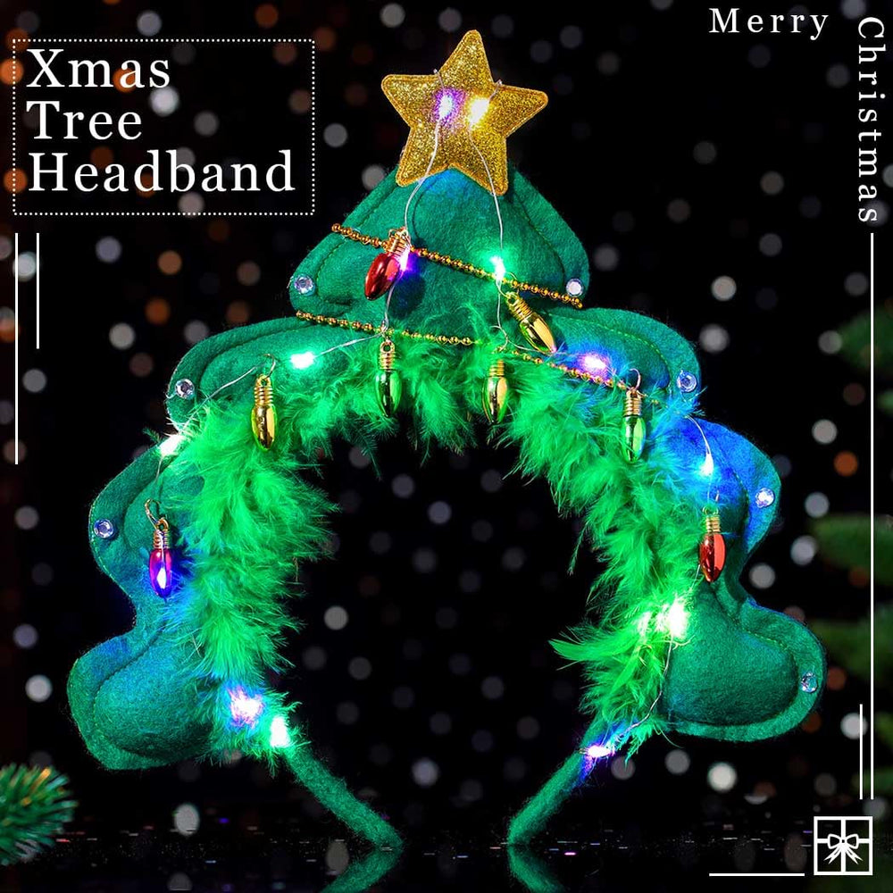 Aceorna Christmas tree headband adds sparkle for holiday parties and gatherings.
