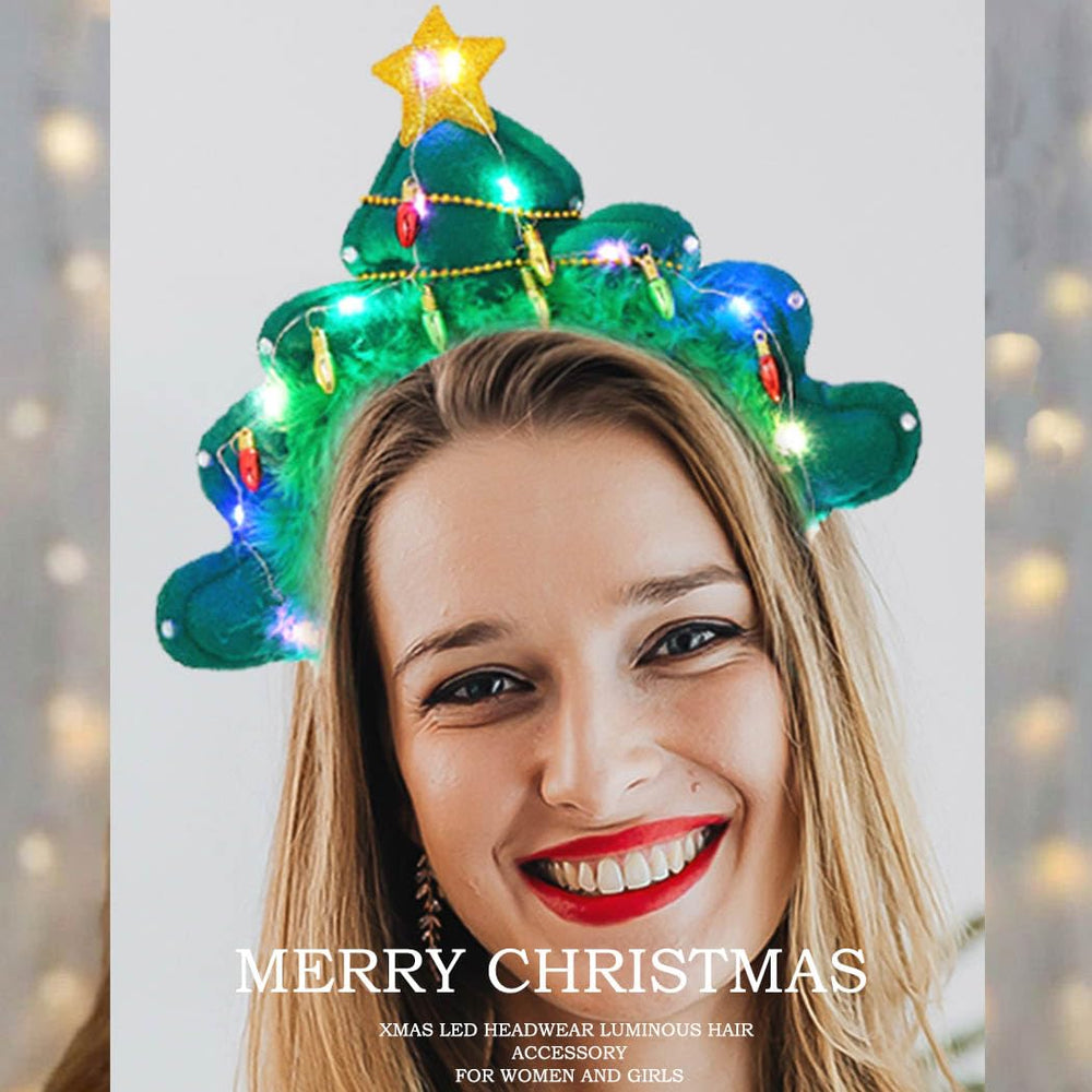 Aceorna Xmas prop light-up headpiece with colored lighting ideal for photoshoots.