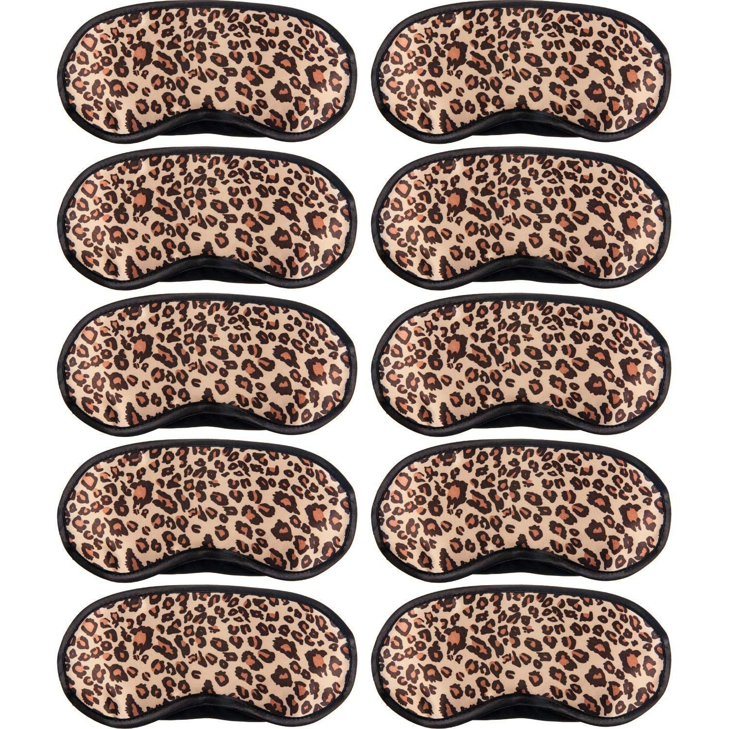Acfun leopard satin sleep mask front view for travel comfort and light blocking
