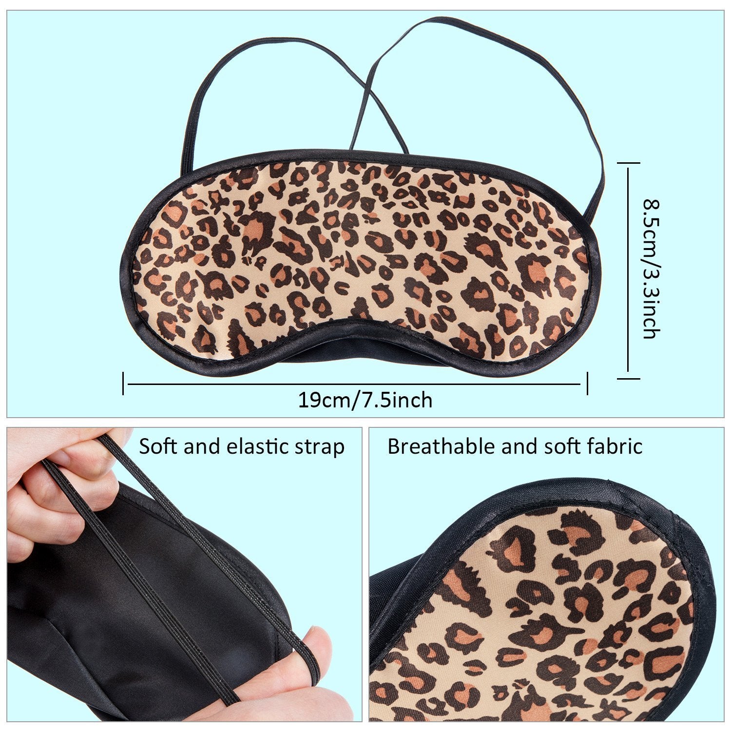 Acfun leopard sleep mask folded in packaging illustrates portable travel companion