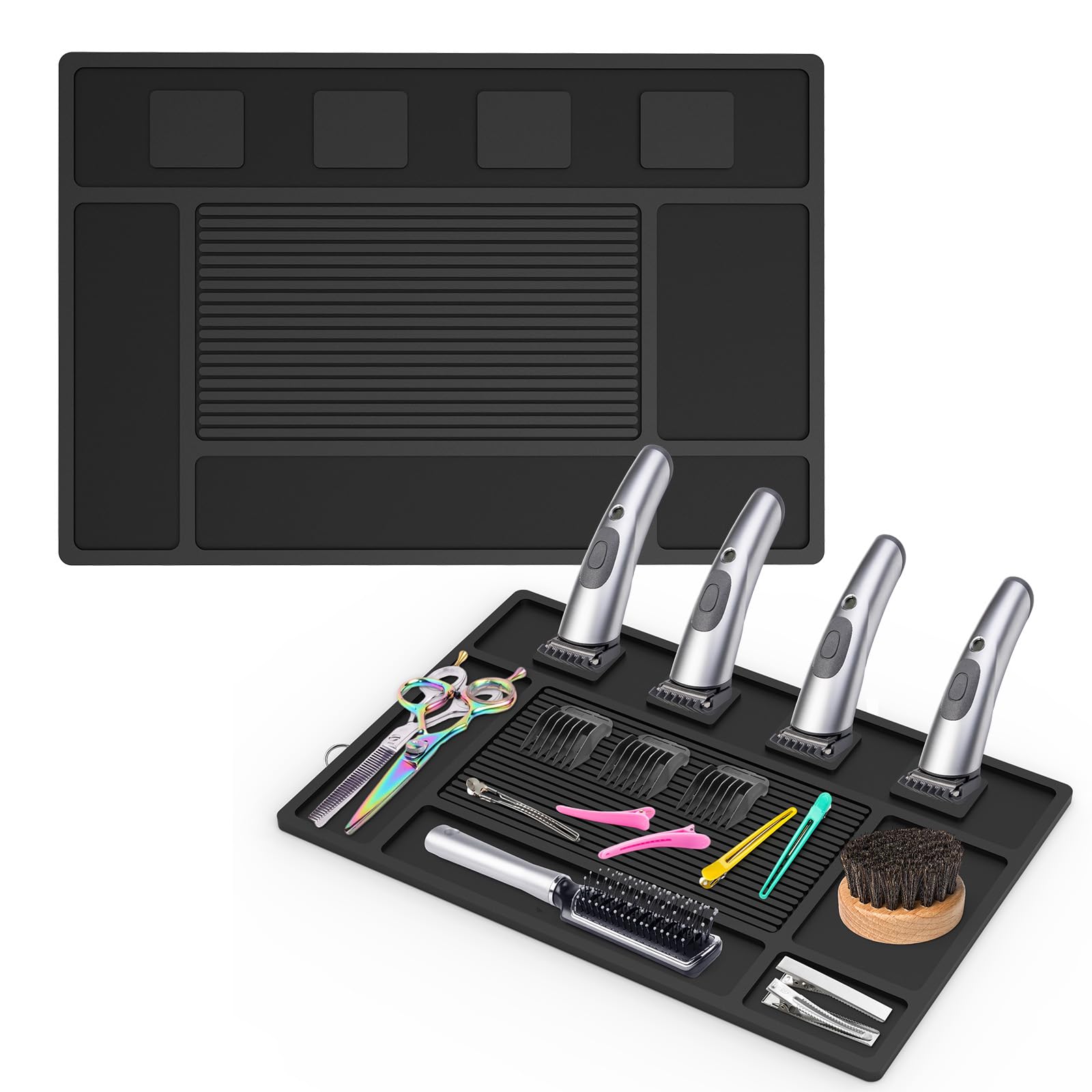 Acfunique magnetic barber mat clippers: secure clippers with four magnetized slots for organized work.