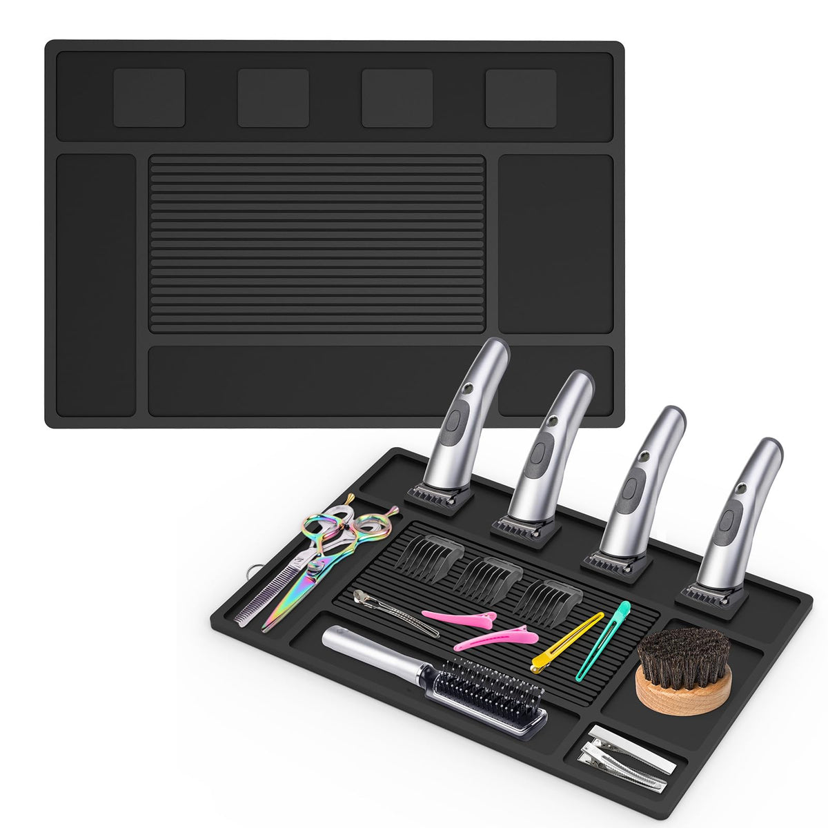Acfunique magnetic barber mat clippers: secure clippers with four magnetized slots for organized work.