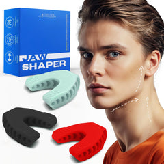 Achilles Fitness Double Chin Reducer jaw exerciser blue angled view for defined jawline.