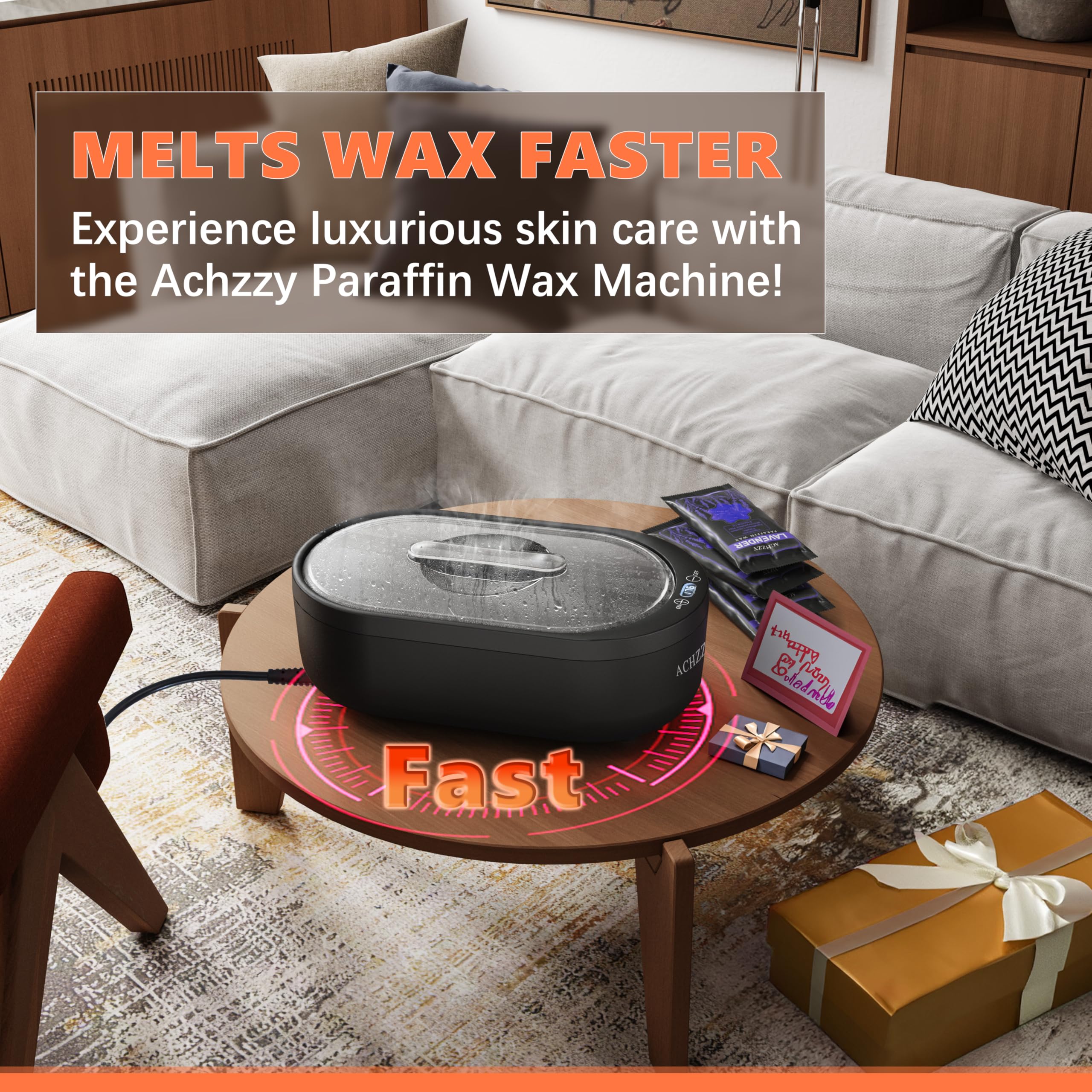Achzzy paraffin wax machine hands-feet therapy view illustrating soothing at-home care