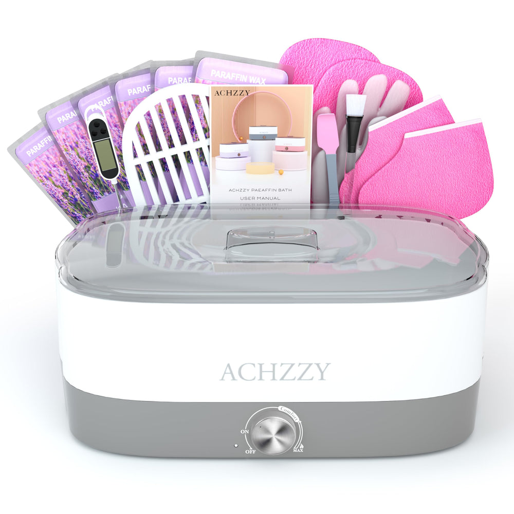Achzzy paraffin wax machine hands-feet setup delivers spa-like warmth for soft skin.
