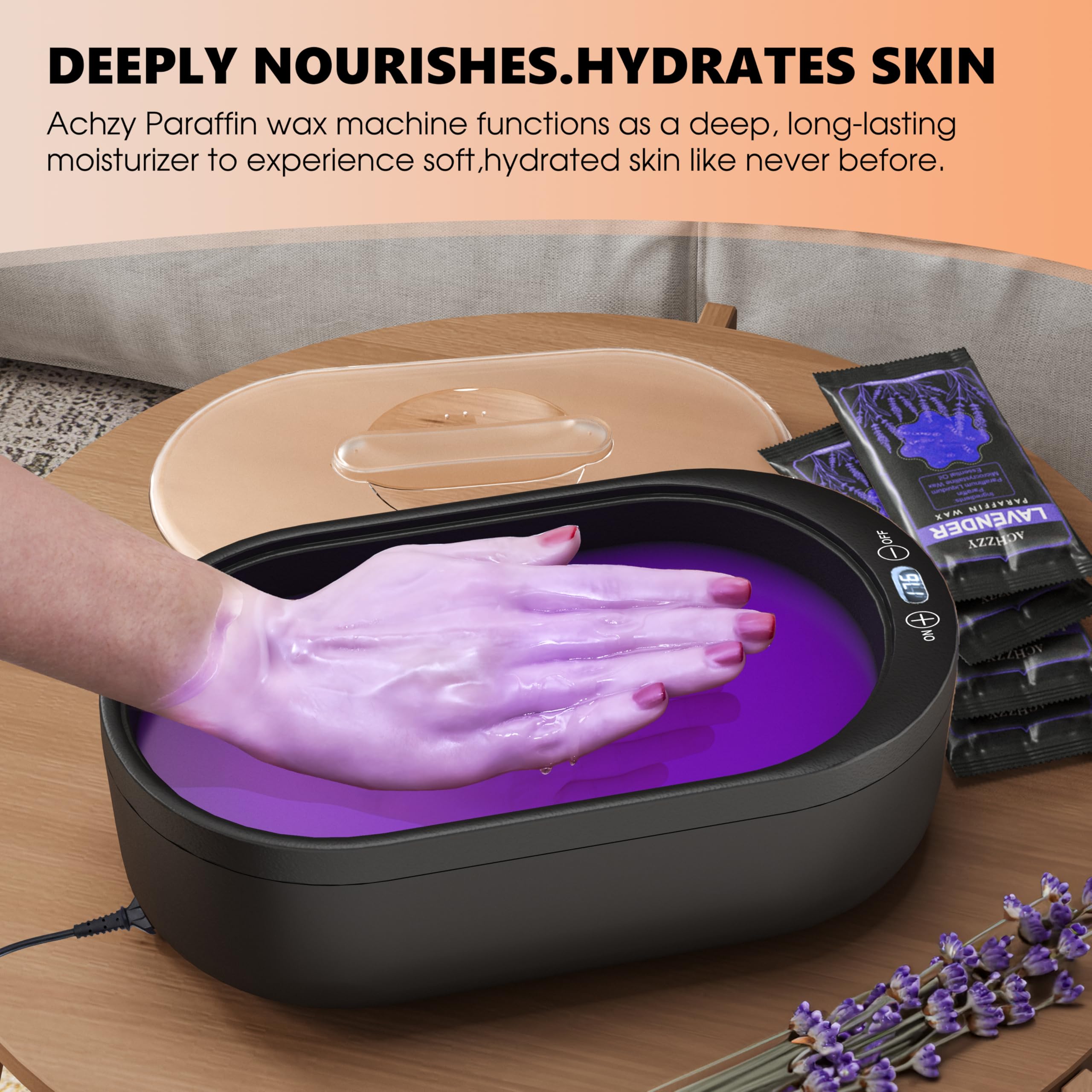 Achzzy paraffin wax machine inner chamber image highlighting large 2000ml capacity for feet and hands