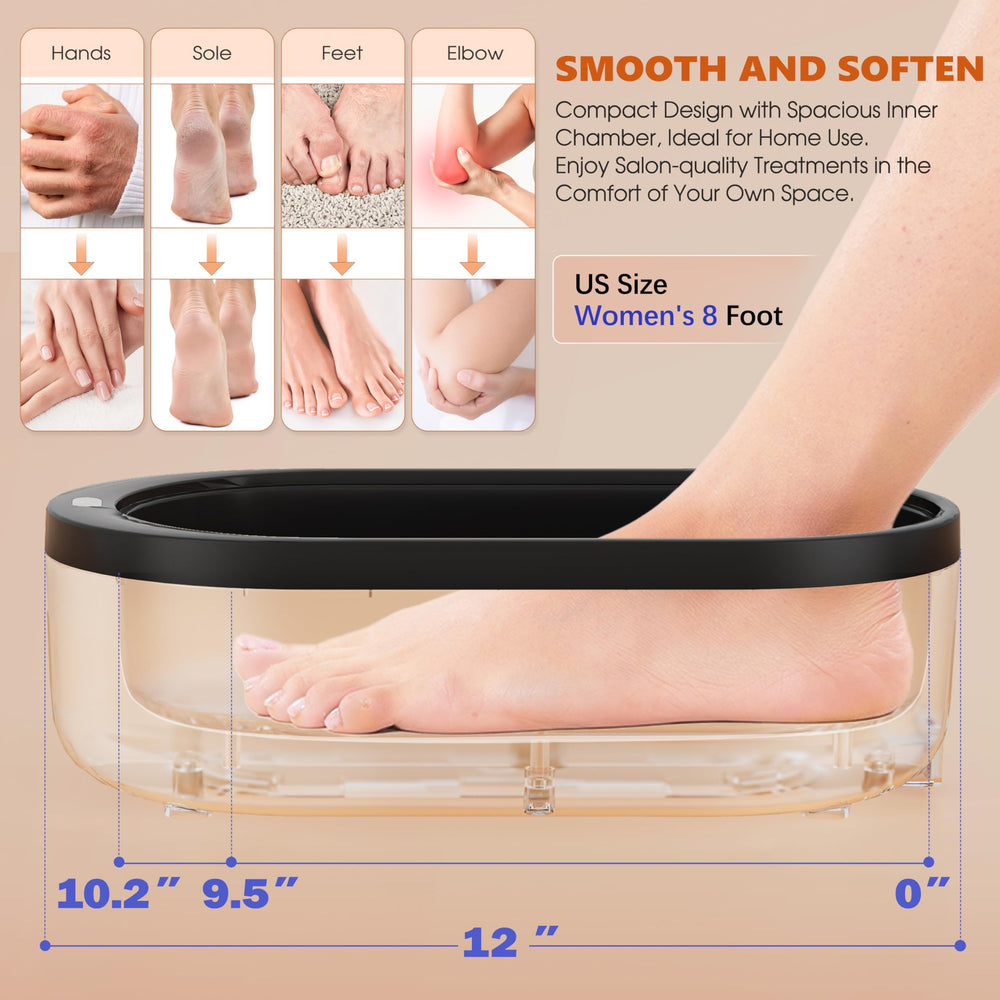 Achzzy paraffin wax machine side panel showing easy-access controls for precise treatments