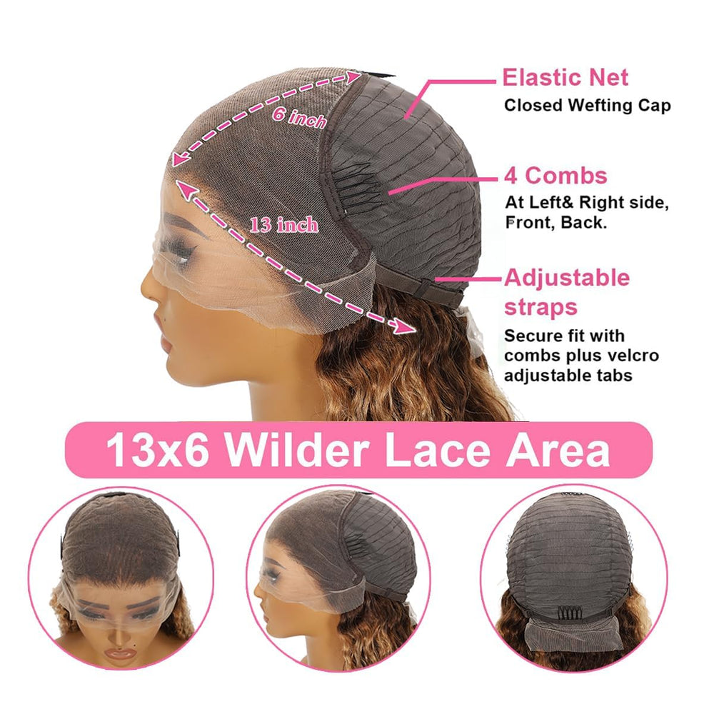 ACIWP 13x6 lace-front wig cap with elastic straps and four combs